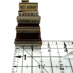 Vintage Rubber Stamps West Germany Afghanistan India Wood Handle Korea Lot