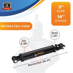 3×14 Hydraulic Cylinder 3″ Bore 14″ Stroke Double Acting Tie-Rod Cylinder