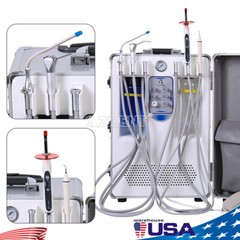 Portable Dental Mobile Delivery Unit +Curing Light +Scaler Air Compressor 4Hole