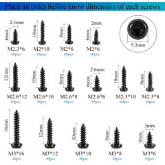 760Pcs Torx Pan Head Self Tapping Screws Kit, Black Carbon Steel, 15 Sizes