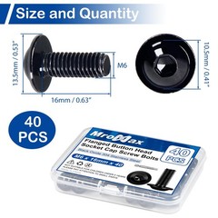 M6-1.0X 16mm 40Pcs Flanged Button Head Socket Cap Screws Bolts, 304 Stainless