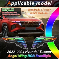 Multicolor Halo LED Headlights DRL Running Lights for Tucson 2022-2024 Pair
