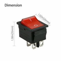 2X On/OFF Toggle Red Led Rocker Switch DPST 4 Pin Snap-In AC 16A/250V 20A/125V