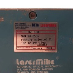 BETA Lasermike 163-100 LASER Micrometer Gage Head, .005-1″ Range, .00001″ Res