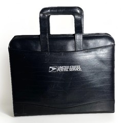 United States Postal Service (USPS) Black Leather Zippered Binder w/ Handles VTG