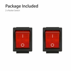 2X On/OFF Toggle Red Led Rocker Switch DPST 4 Pin Snap-In AC 16A/250V 20A/125V