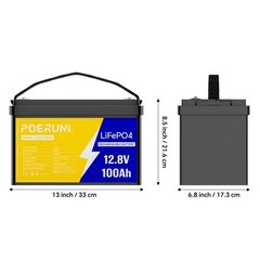 12V 100Ah LiFePO4 Lithium Battery Cycle Deep Built-in BMS for Solar RV Off-grid