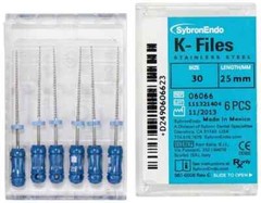 Kerr Sybron Endo Dental 25mm Stainless Steel K-files 6-file per box (all sizes)