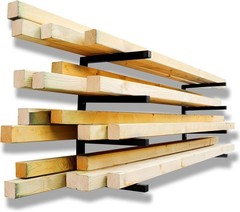 2 Pack Lumber Storage Rack 4 Level Wall Mounted Heavy Duty Wood Rack Organizer