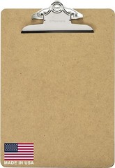 Officemate Recycled Wood Clipboard Letter Size Low Profile Clip 9 x 12.5 Brown