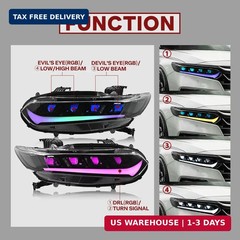 Multicolor Chase LED Headlights for Honda Accord 2018-2022 – Quad Beam Pair