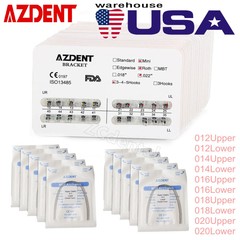 AZDENT Dental Orthodontic Brackets Mini Roth/MBT 022 Hooks 345/10Size Arch Wires