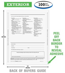 Exterior Self-Adhesive Buyers Guides – Blank Front – Text on Back (100 pack)