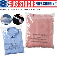 Poly Bags Resealable Suffocation Warning Clear Merchandise 1.5 mil Shirt Apparel