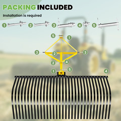 Heavy Duty 60″ Landscape Rake for Category 1 Compact Tractors 3-Point Hitch